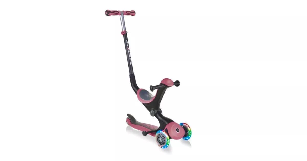 Самокат Globber GO•UP DELUXE LIGHTS — рожевий, сірий