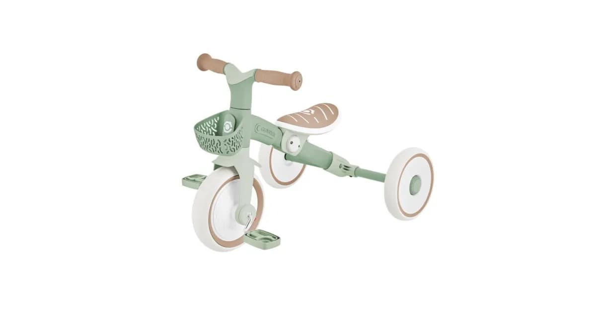 Триколісний велосипед Globber LEARNING TRIKE 2in1 PLUS — сірий, фісташковий