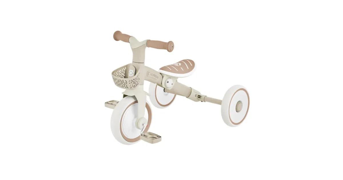 Триколісний велосипед Globber LEARNING TRIKE 2in1 PLUS — сірий, кокосовий